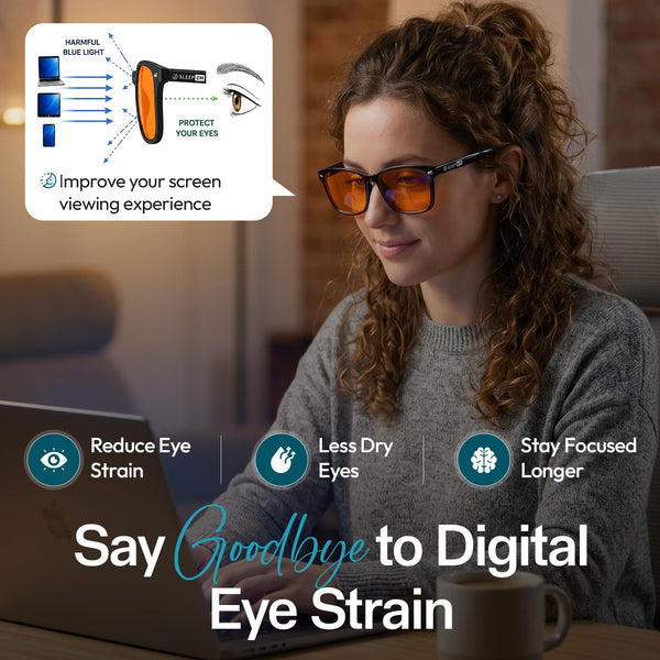 Sleep ZM Blue Light Blocking & Light Sensitivity Glasses with 14 Lens Types 1 Voyager Frame - Sleep Aid Orange Lens