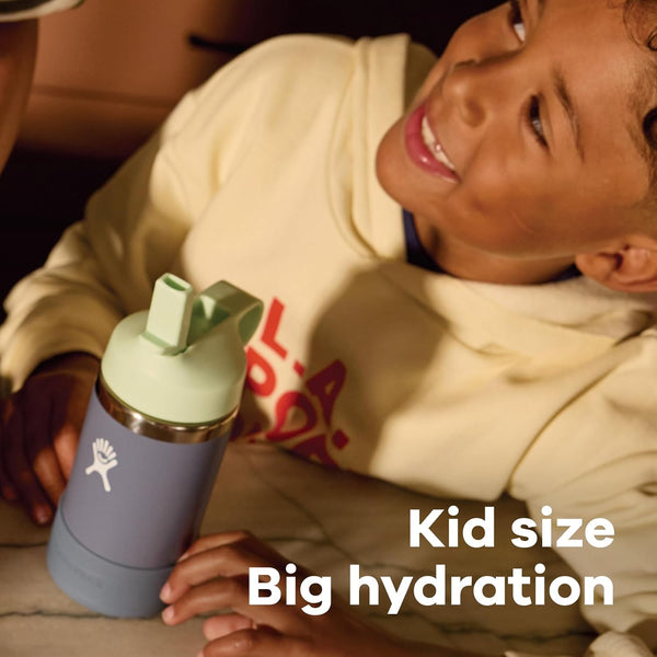 Hydro Flask Kids Water Bottle for School - Stainless Steel and Insulated with Straw Cap - 12 Oz in Anemone Purple ANEMONE 12 Ounces 12 Oz