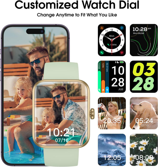 Smart Watch, Fitness Tracker with Heart Rate, Blood Oxygen, Sleep Tracker Light Green