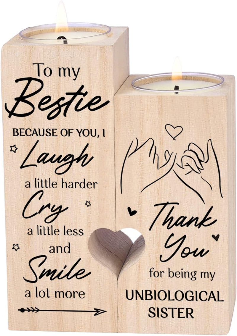 Double-Sided Printing - to My Bestie Because of You I Laugh a Little Harder Thank You for Being My Unbiological Sisters Personalized Friendship