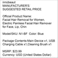 innobeaut Facial Hair Removal for Women, Electric Painless Facial Hair Remover for Face, Lip, Chin with USB Rechargeable, Blue(Device Only)