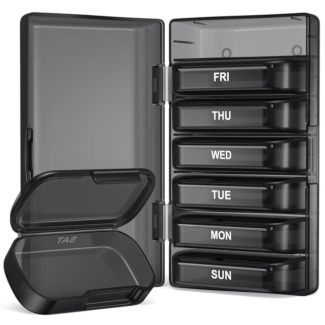 PULIV Pill Organizer with Large Capacity, Dual Protection Pill Box 7 Day, Arthri