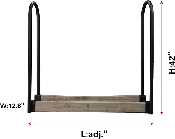 Fire Beauty Firewood Log Rack Adjustable Bracket Kit, Fireplace Wood Storage Holder,Black Powder,Coated Steel, Outdoor and Indoor(Adjustable)