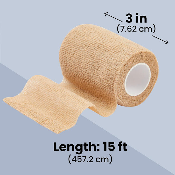 Juvale Self-Adherent Cohesive Wrap - Breathable Support Athletic Tape - Snug Fit for Tattoo Equipment - Swelling & Strain Aid Sports Tape - 3 in x