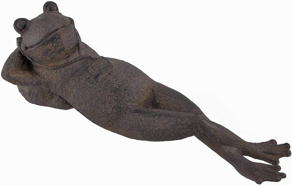 Bellaa 25686 Napping Frog Statue Relax Resting Meditating Zen Garden Buddha Sculpture Yoga Contented Talisman Gift Feng Shui Vastu Figurine 12 Inch