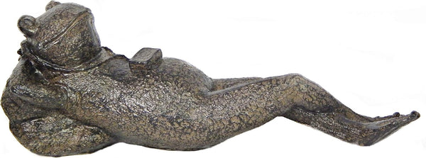 Bellaa 25686 Napping Frog Statue Relax Resting Meditating Zen Garden Buddha Sculpture Yoga Contented Talisman Gift Feng Shui Vastu Figurine 12 Inch