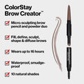 Revlon Eyebrow Pencil & Powder, Colorstay Brow Creator 2-In-1 Eye Makeup with Spoolie, Longwearing with Precision Tip, 610 Dark Brown, 0.23 Oz