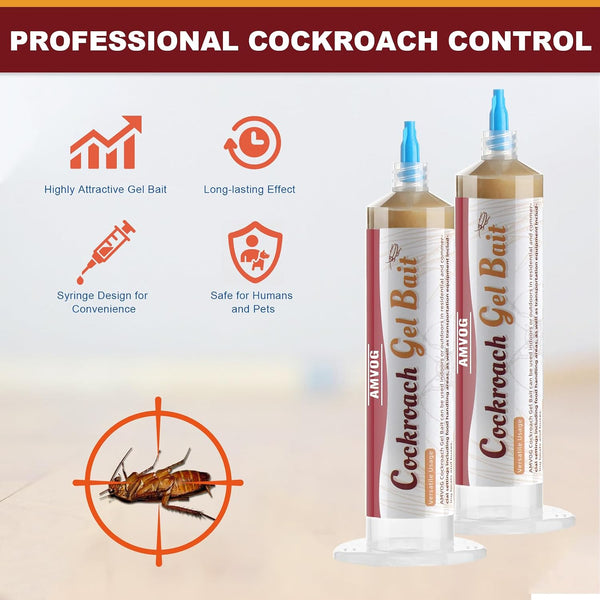 Indoor & Outdoor Cockroach Gel Bait - 4 Tubes, Ready-to-Use Cockroach Control