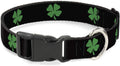 Buckle-Down 6-9" St. Pat'S Black/Green Plastic Clip Collar, Narrow Small 1/2" Wide - Fits 6-9" Neck - Small