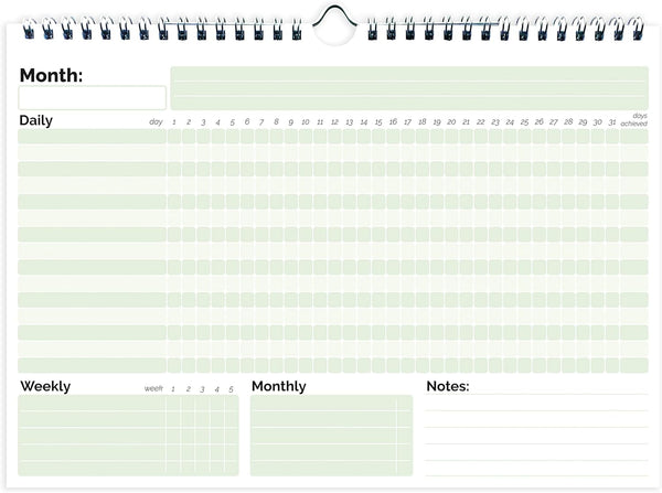 HADIGU Habit Tracker Calendar, (Undated 12 Month) with Spiral Bound and Hanger, A4 size (8.3"x11.7"), Habit Tracker Journal for Daily Weekly and