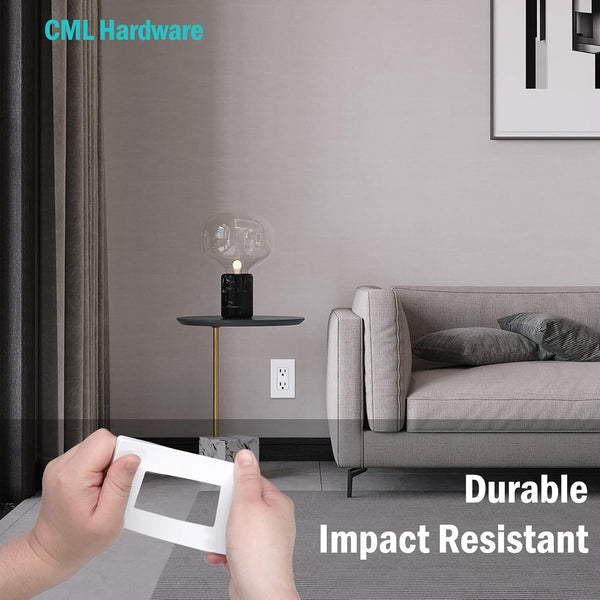 CML Decorator Screwless Wall Plate, 1-Gang Receptacle Outlet Cover, 8 Pack Hidden Screw Smooth Face Switch Plates, Standard Size 2.91"x4.68", UL