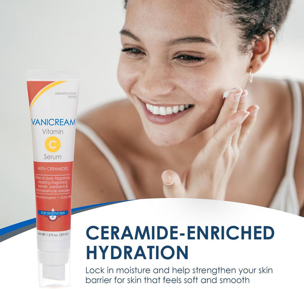 Vanicream Vitamin C Serum, 1.2 Fl Oz, Formulated without Common Irritants for Sensitive Skin, Milky and Lightweight Brightening Serum, Hydrates &