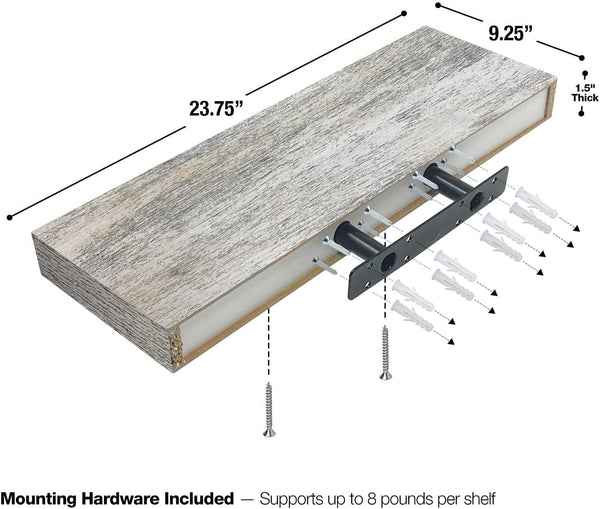 Sorbus Floating Shelves - 2 Pack 24 X 9 Inch Rustic Blue Wall Shelves for Bedroom, Kitchen, Living Room, Bathroom Shelves, Home Decor - Extra Long