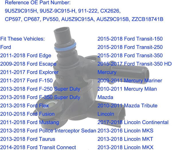 9U5Z9C915H Evaporative Emissions Vapor Canister Purge Solenoid Valve | Compatible with Ford Edge Escape Explorer Flex Fusion Taurus ,Mercury