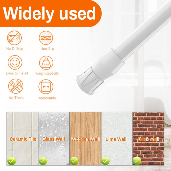 6Pcs Spring Tension Curtain Rods No Drilling, Adjustable 15.7-28 Inches | 5/8" Diameter, Spring Loaded, Expandable for Window, Bathroom, Cupboard,