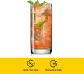 JoyJolt Faye 13oz Highball Glasses, 6pc Tall Glass Sets. Lead-Free Crystal Drinking Glasses. Water Glasses, Mojito Glass Cups, Tom Collins Bar
