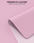 Desk Pad, 30" x 14" PU Leather Non-Slip Desk Mat Large Mouse Pad for Desktop, Waterproof Laptop Computer Writing Mat for Office, Home, Work,