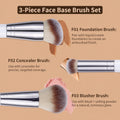 DUcare Foundation Contour Blush Conceal Brush Set, 3PCS Angled Synthetic Kabuki Brush for Blending Setting Buffing with Liquid, Cream and Powder