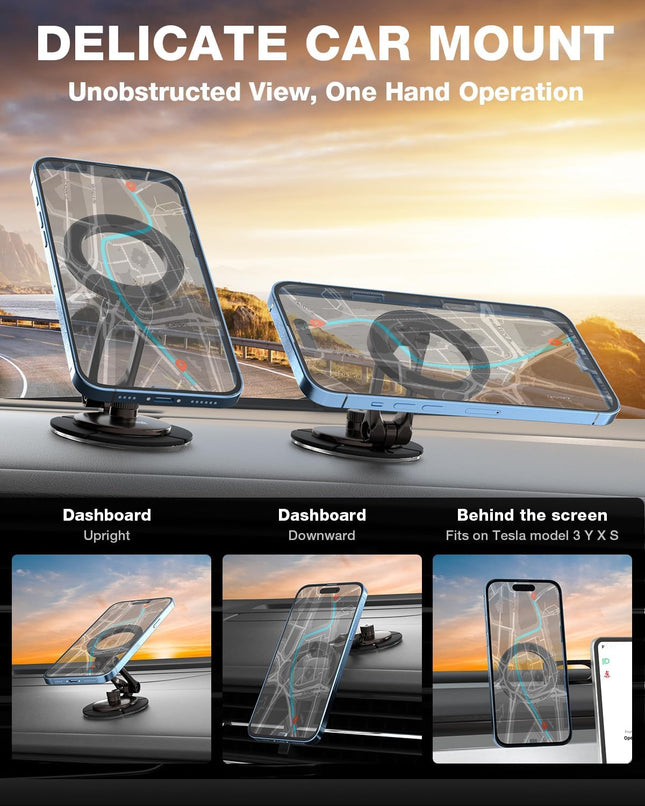 Smolink Phone Holders for Your Car Fits Car Dash&Tesla Screen, Magsafe Car Mount for Iphone, Strong Magnets Car Phone Mo