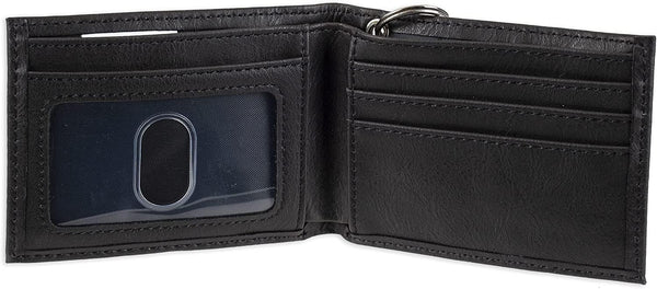 Dickies Men's RFID Everyday Leather Bifold Chain Wallet Black One Size Pebbled Black