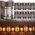 Solar Fence Lights, 8 Pack Deck Light Waterproof Solar Outdoor Lights for Garden Fence Post Backyard Decor, Brown
