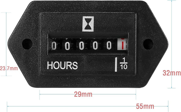 Mechanical Engine Hour Meter AC 110V 120V 220V 230V for Air Compressor Golf Cart Club House Generator ATV Chainsaw Tiller Chipper