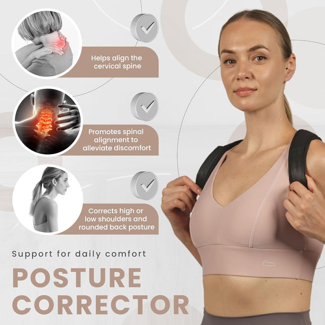 Posture Corrector Just for Women - Adjustable Back Brace - Full Spine Support & 