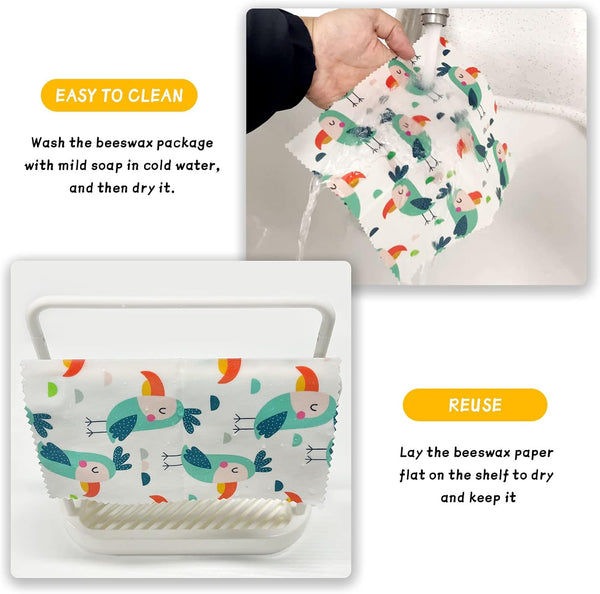 Reusable Beeswax Wrap - 9 Pack, Beeswax Wraps for Food, Eco-Friendly Beeswax Food Wrap, Organic, Sustainable, Biodegradable, Zero Waste,