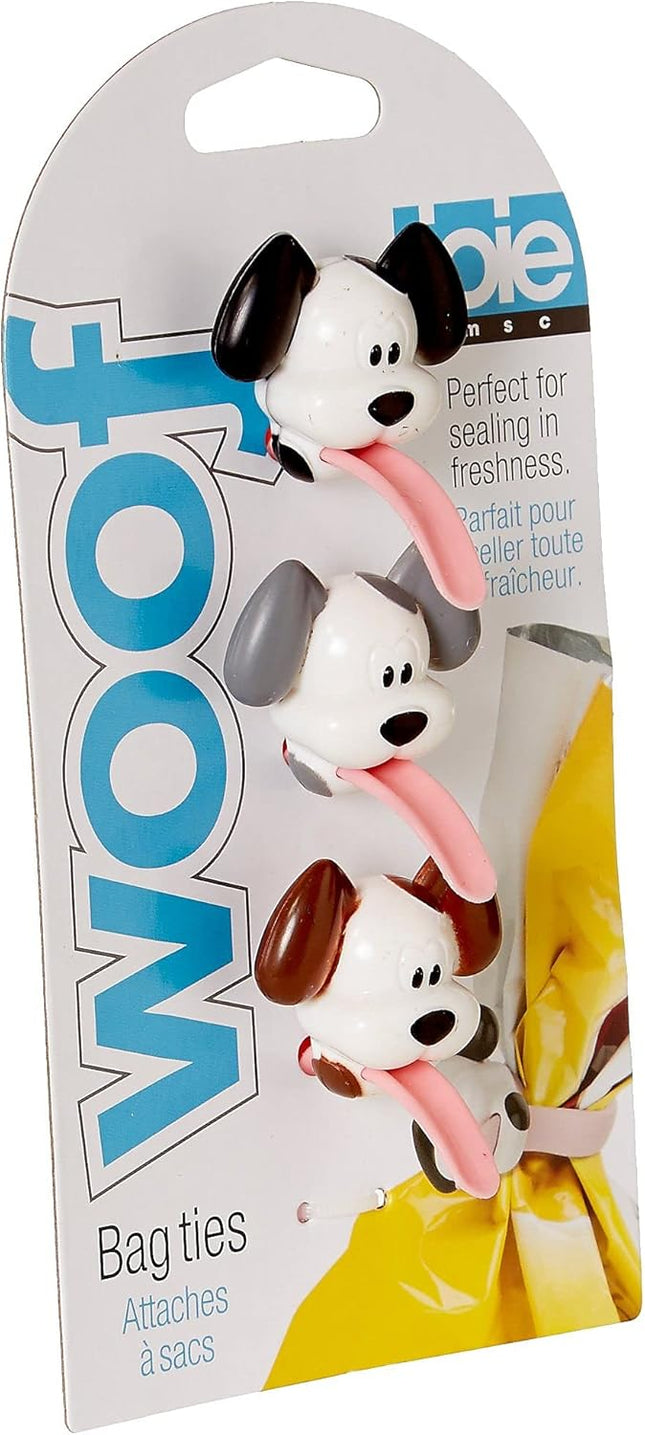 Joie Woof Multi-Use Reusable Kitchen Ties, Keep Food Bags Closed for Freshness, Organize Cords, Cute Cloth Napkin Ring, 