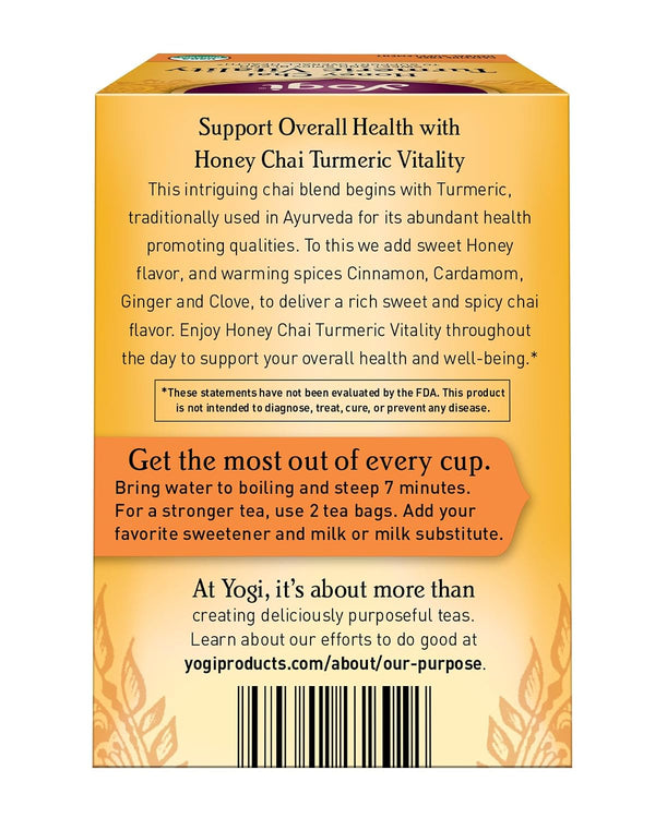 Yogi Tea, Honey Chai Turmeric Vitality, 16 ct Honey Chai Turmeric Vitality 16 Count (Pack of 1)