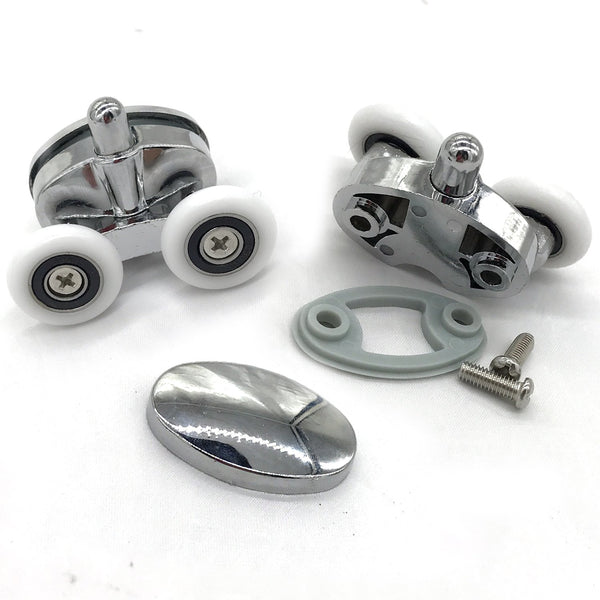 YUANQIAN Set of 4 New Oval Butterfly Twin Wheel Shower Door Rollers 23mm Distance :27mm
