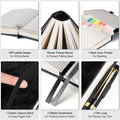 College Ruled Notebook A5, 312 Numbered Pages Diary, Lined Leather Journal Black A5