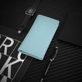 GNEGNI Leather Checkbook Cover with Built-in Divider Pen holder For Men Women Checkbook Holder Wallet RFID Blocking Airy Blue