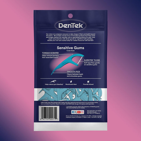 DenTek Comfort Clean Sensitive Gums Floss Picks, Soft & Silky Ribbon, 150 Count, 3 Pack Sensitive Gums 150 Count (Pack of 3)