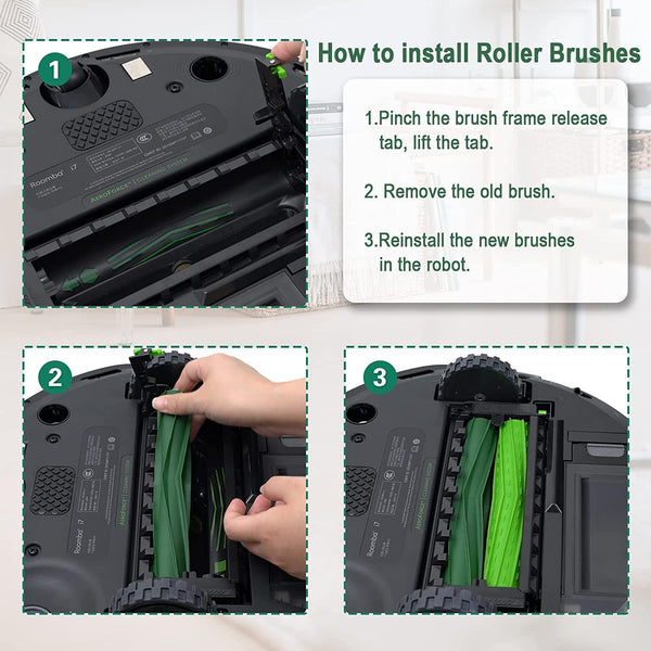 2 Set Replacement Roller Brushes Compatible for iRobot Roomba E & I & J Series, i7 i7+ i3 i3+ i6+ i8+ j7 j7Plus E5 E6 E7, Vacuum Cleaner