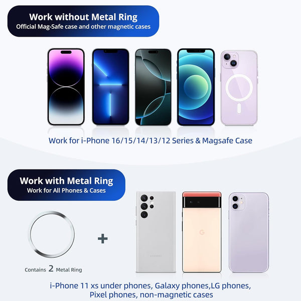 Vacuum Suction Magnetic Phone Holder, Upgraded Suction Cup Phone Holders, Magnetic Car Phone Holders for Phone and All Smartphones, Portable Phone