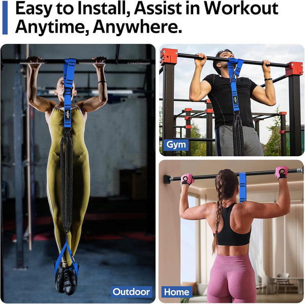 Pull up Assistance Bands, Heavy Duty Assisted Pull up Bands for Pull up Assist, Adjustable Weight/Size with Fabric Feet Mats, Upgrade Pull up