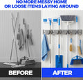 Holikme Mop Broom Holder Wall Mount Metal Pantry Organization and Storage Garden Kitchen Tool Organizer Wall Hanger for Home Goods (4 Positions