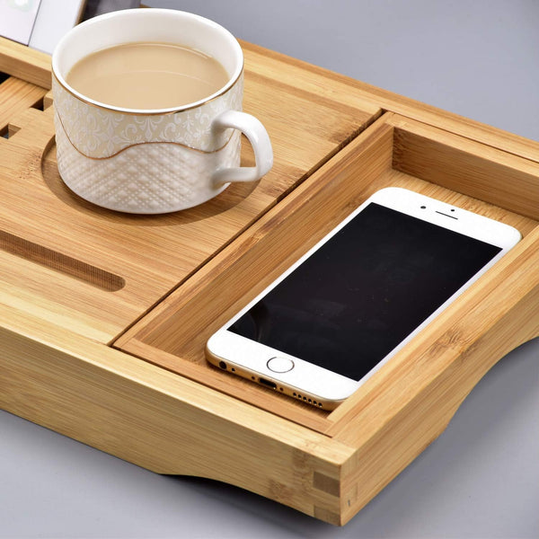 Luxury Bathtub Caddy TrayÃ¯Â¼ÂBamboo Bathtub Tray Caddy - Wood Bath Tray ExpandableÃ¯Â¼ÂCan Be Placed Book and Integrated Tablet Smartphone and Wine