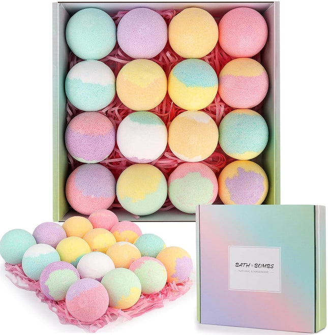 Bath Bombs Gift Set,16Pcs Organic Bath Bombs for Women Relaxing Bath Gifts for W