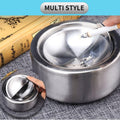 Nescope Stainless Steel Windproof Ashtray with lid Flip Top Ashtray for Indoor or Outdoor Use Ash Holder for Smokers Desktop Smoking Ashtray Home