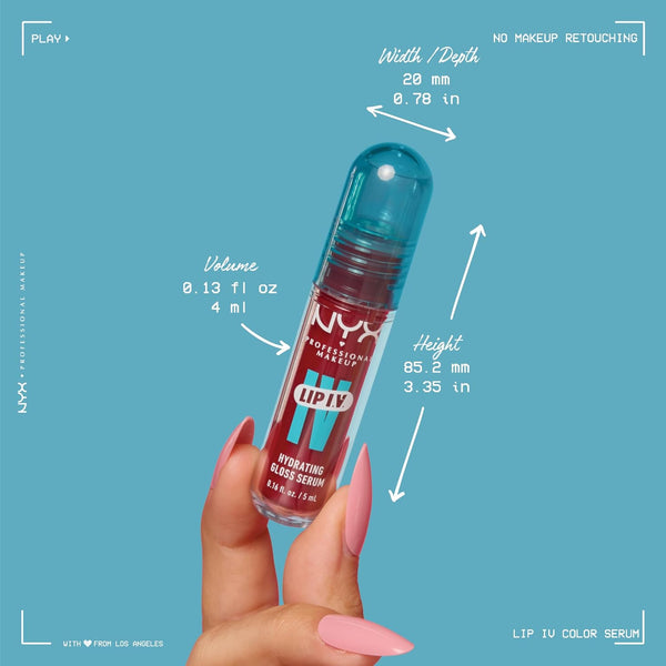 NYX PROFESSIONAL MAKEUP Lip IV Hydrating Glossy Lip Stain with 12HR Hydration - Bubblegum Burst (Pink)