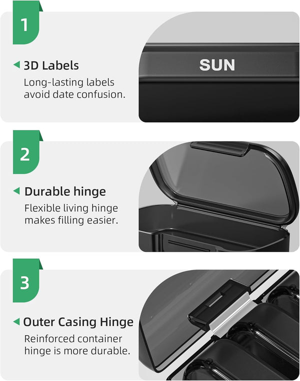 PULIV Pill Organizer with Large Capacity, Dual Protection Pill Box 7 Day, Arthritis Friendly Pill Case Easy to Open, Weekly Medicine Organizer for