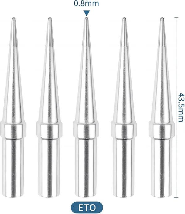 Yakamoz 5Pcs ET Series Soldering Iron Tips ETO Soldering Tip Set Replacement Solder Tips for Weller WE1010NA WES51 WES50 PES51 PES50 WEP70 EC1002
