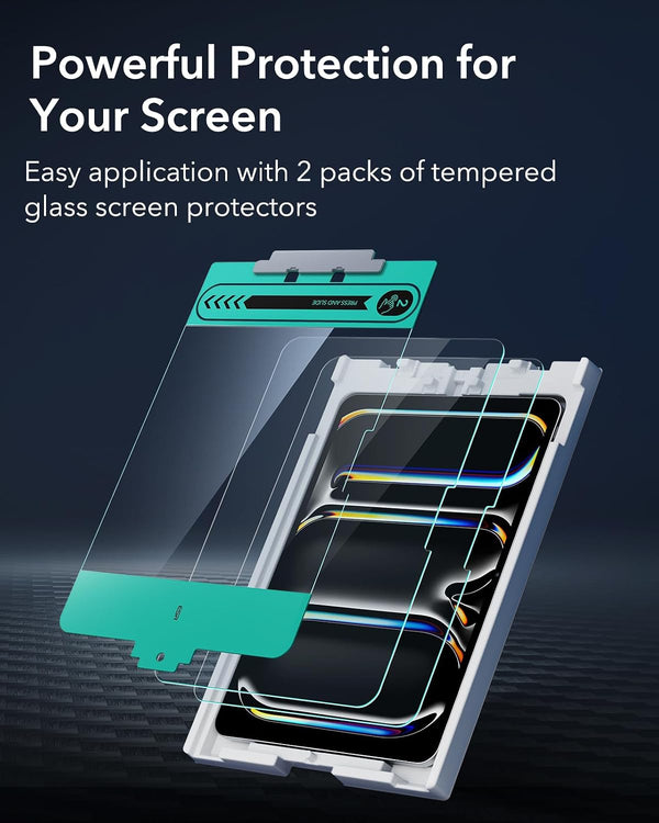 ESR 2 Pack Screen Protector for iPad Pro 11 Inch M5/M4 (2025/2023) Screen Protector, Tempered Glass Film with Easy Application Tray, Scratch