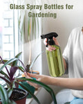 Glass Spray Bottle, Olive Green Glass Spray Bottle Set & Accessories for Non-Toxic Window Cleaners Aromatherapy Facial Hydration Watering Flowers