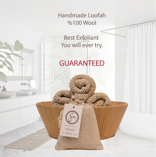 Natural Loofah Exfoliating Body Scrubber, Handmade Durable Wash Cloth, Back Scrubber with Handles for Bath and Shower, Deep Clean, Skin Care,
