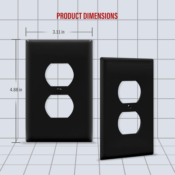 ENERLITES Mid-Size Duplex Receptacle Wall Plate, Electrical Outlet Covers, Gloss Finish, Midway Size 1-Gang 4.88" x 3.11", Polycarbonate