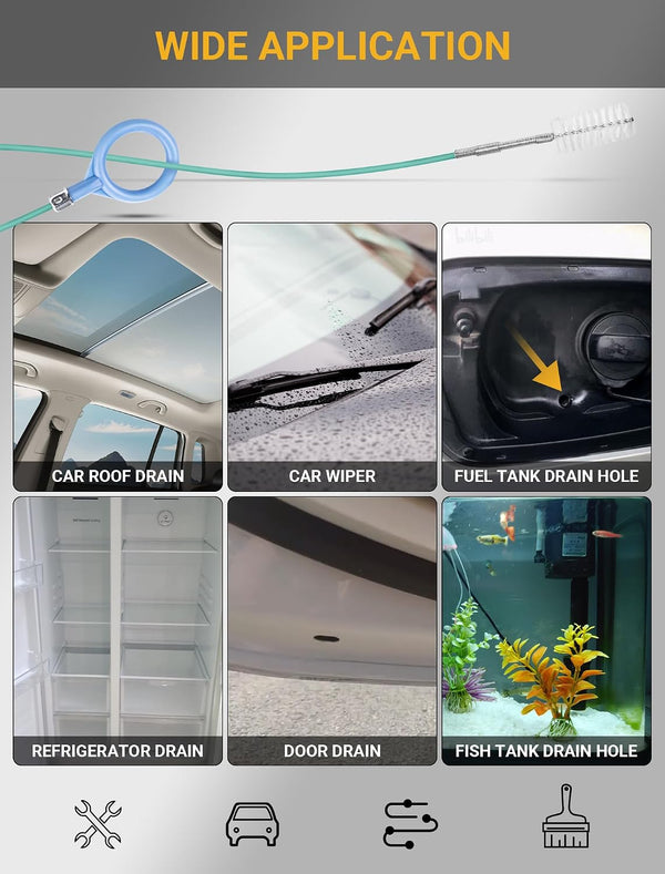 Upgraded Auto Sunroof Drain Cleaning Tool, 78 Inch Flexible Drain Brush Long Pipe Cleaners for Car, Tube Cleaning Brush Slim Drain Dredging Tool