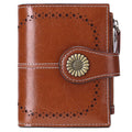 SENDEFN Small Womens Wallet Leather Bifold Card Holder RFID Blocking with Zipper Coin Pocket